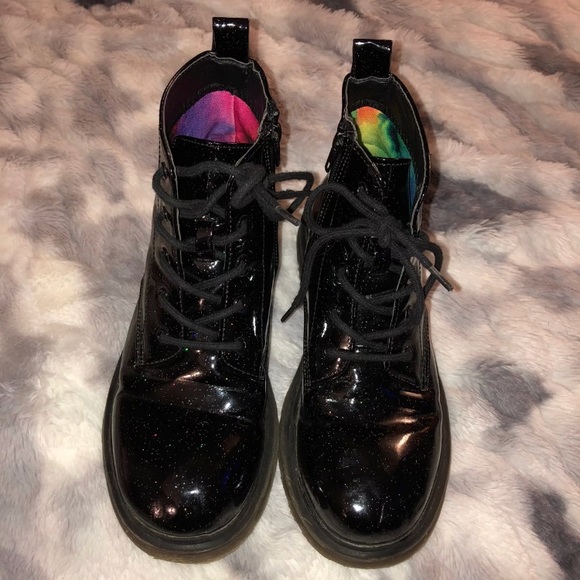 Steve Madden Other - Steve Madden black combat sparkle boots size 4